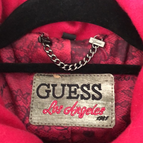 Guess size XS wool hot pink zippered toggle coat - Picture 2 of 12